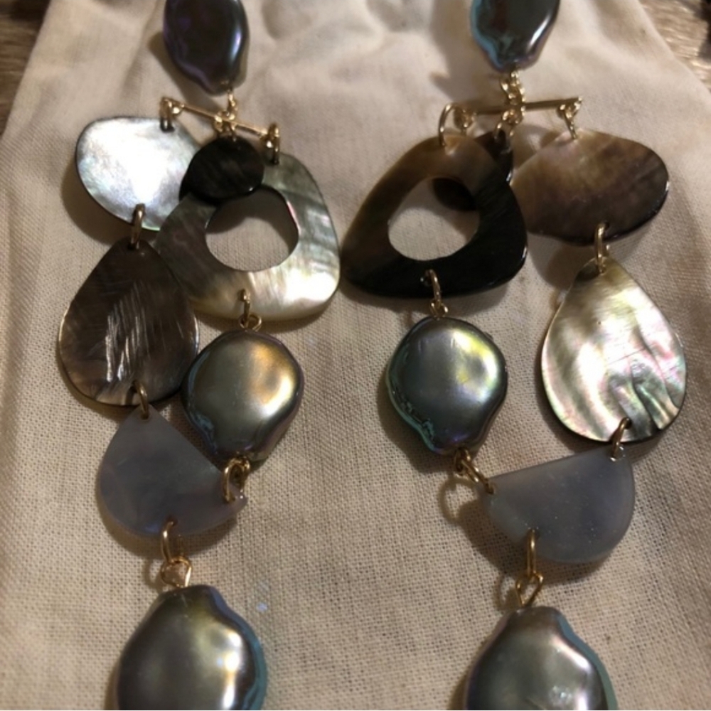 Rare NWT Free People Abalone Drop Dangle Earrings - Picture 7 of 7